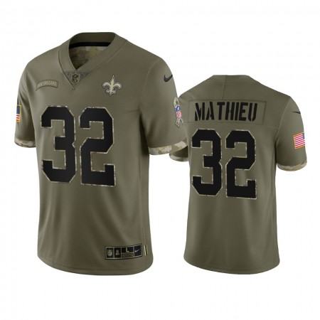 Maillot New Orleans Saints Tyrann Mathieu 32 Olive 2022 Salute To Service Limited - Homme